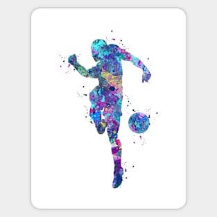 Boy Soccer Player Shooting Pose Watercolor Sticker